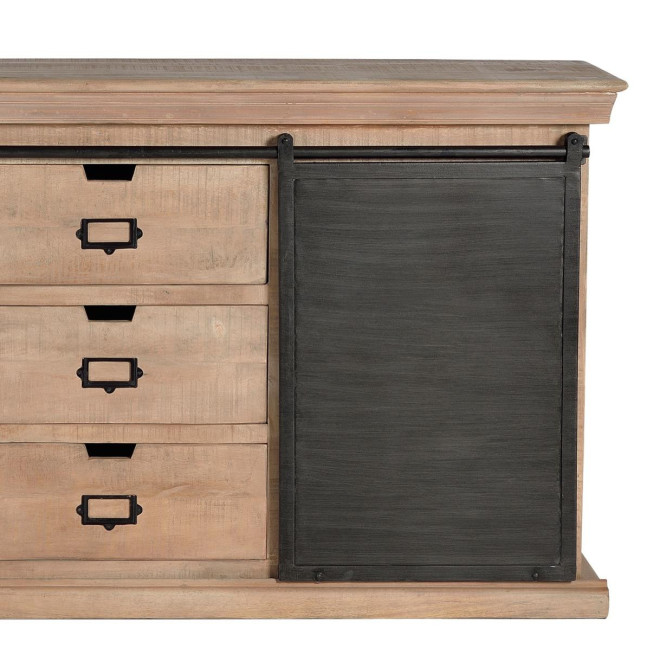 Truhe mit 3 Schubladen Holz, Eisen Braun 160x40x85cm