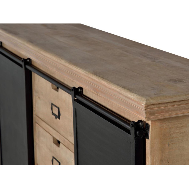 Truhe mit 3 Schubladen Holz, Eisen Braun 160x40x85cm