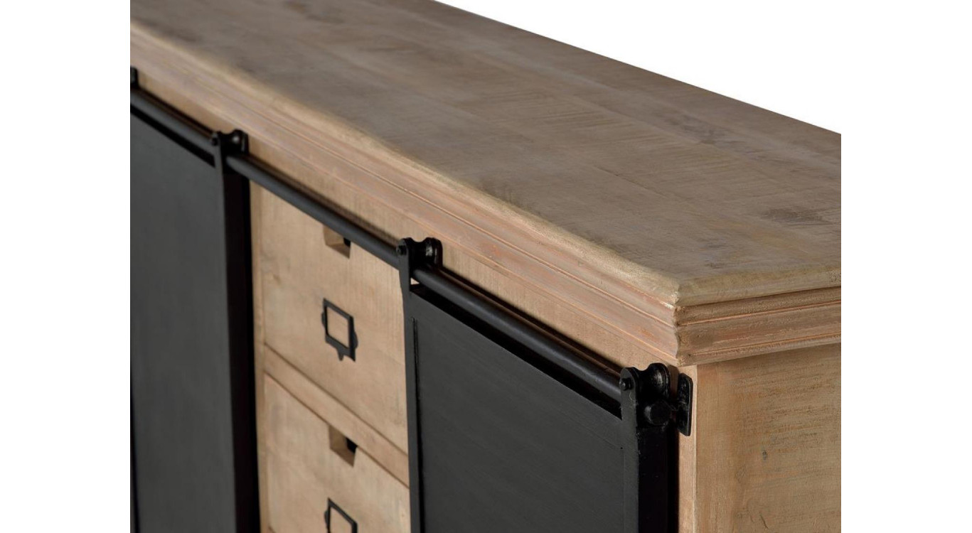 Truhe mit 3 Schubladen Holz, Eisen Braun 160x40x85cm