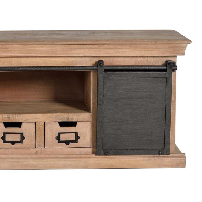 TV-Möbel mit 3 Schubladen Holz, Eisen Braun 150x40x55cm