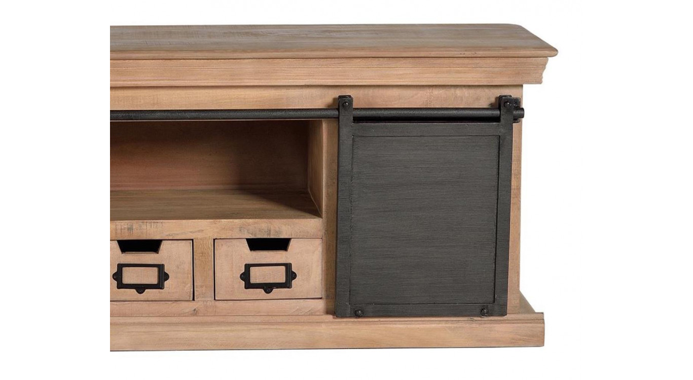 TV-Möbel mit 3 Schubladen Holz, Eisen Braun 150x40x55cm