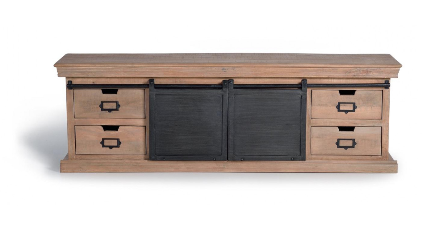 TV-Möbel mit 4 Schubladen Holz, Eisen Braun 170x40x55cm
