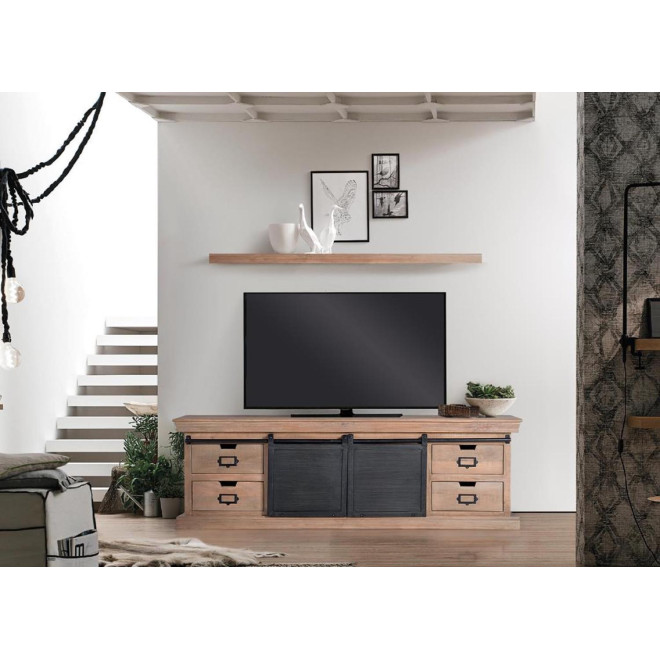 TV-Möbel mit 4 Schubladen Holz, Eisen Braun 170x40x55cm