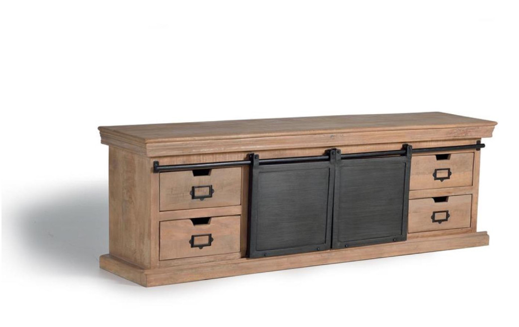 TV-Möbel mit 4 Schubladen Holz, Eisen Braun 170x40x55cm