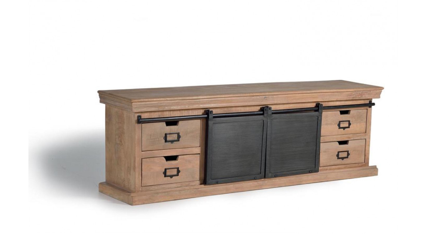 TV-Möbel mit 4 Schubladen Holz, Eisen Braun 170x40x55cm