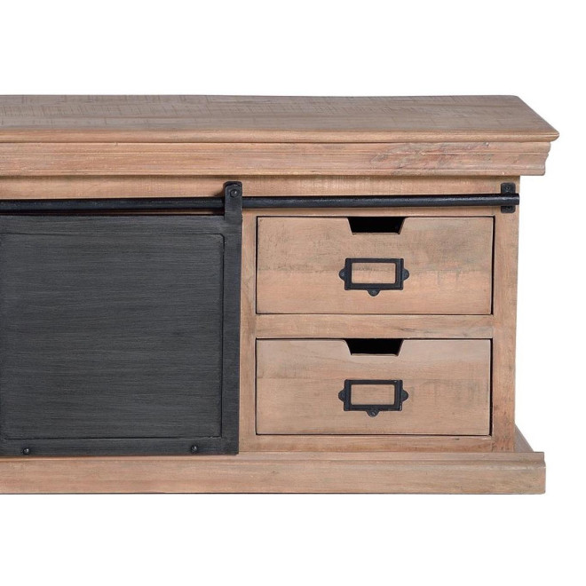 Meuble TV 4 Tiroirs Bois, Fer Marron 170x40x55cm
