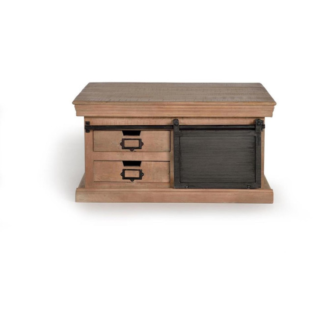 Couchtisch 4 Schubladen Holz, Eisen Braun 90x90x45cm