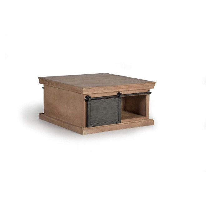 Couchtisch 4 Schubladen Holz, Eisen Braun 90x90x45cm
