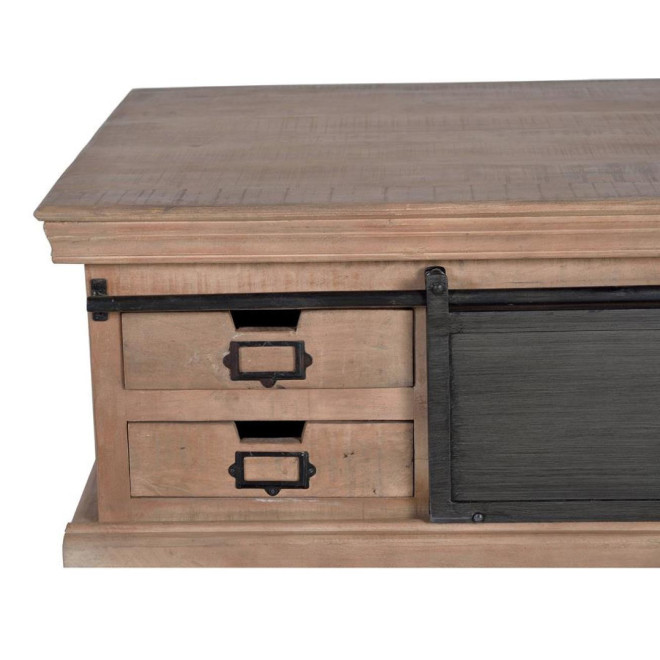 Couchtisch 4 Schubladen Holz, Eisen Braun 90x90x45cm