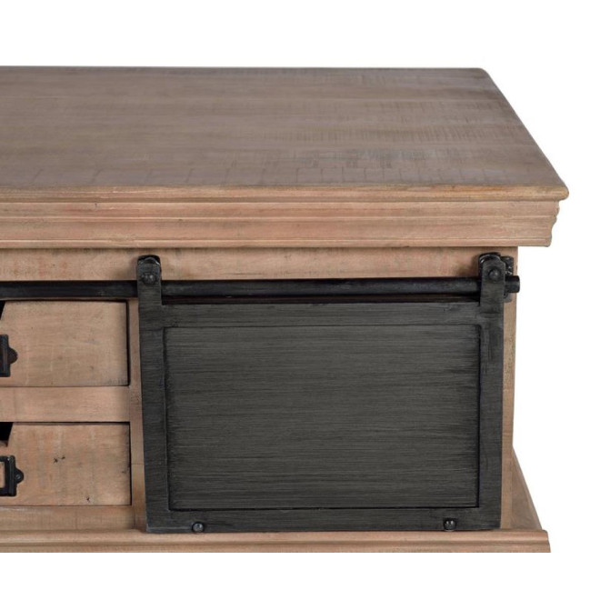 Couchtisch 4 Schubladen Holz, Eisen Braun 90x90x45cm