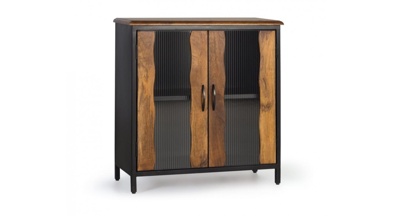 Buffet Bois, Fer Noir 87x37x90cm