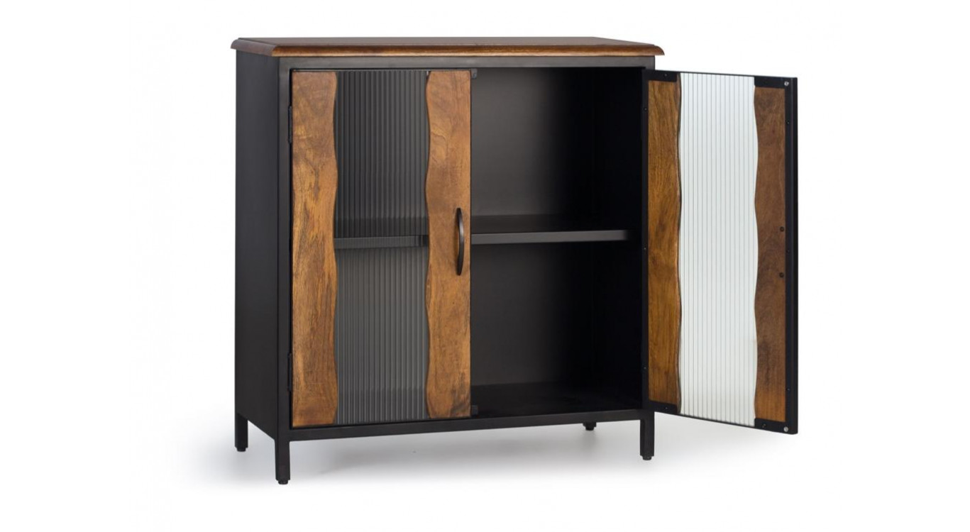 Buffet Bois, Fer Noir 87x37x90cm