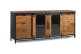 Credenza a 6 cassetti in legno e ferro nero 190x40x80cm