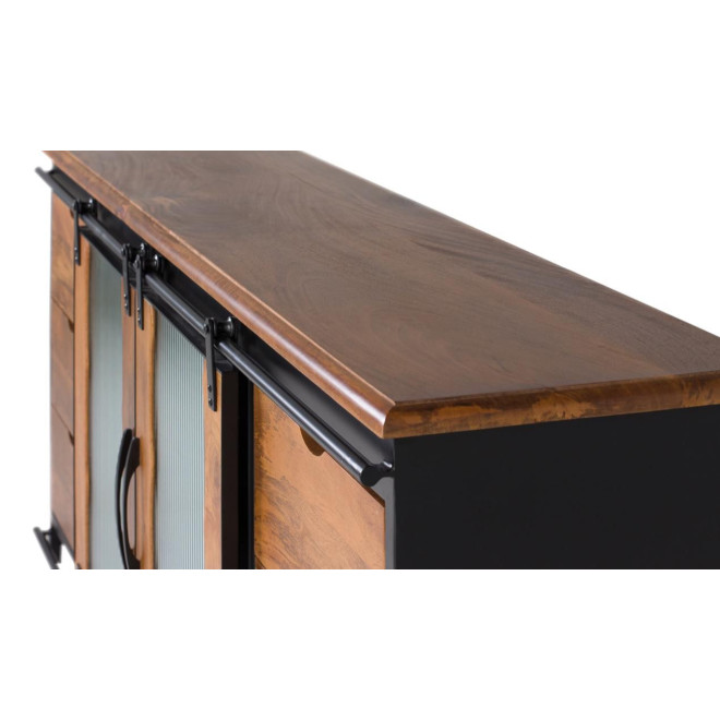 Truhe 6 Schubladen Holz, Eisen Schwarz 190x40x80cm