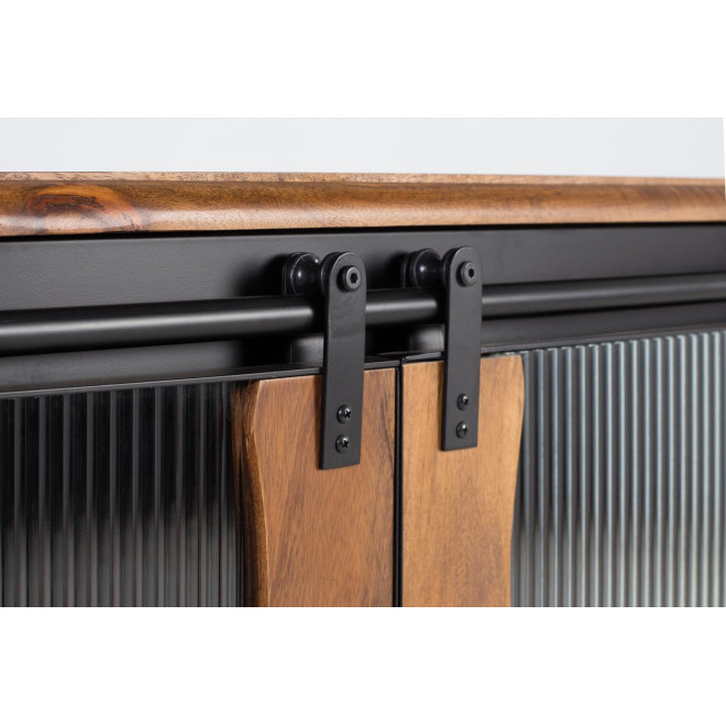 Truhe 6 Schubladen Holz, Eisen Schwarz 190x40x80cm