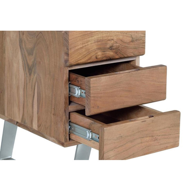 Schreibtisch 3 Schubladen Holz, Eisen Braun 147x63x80cm
