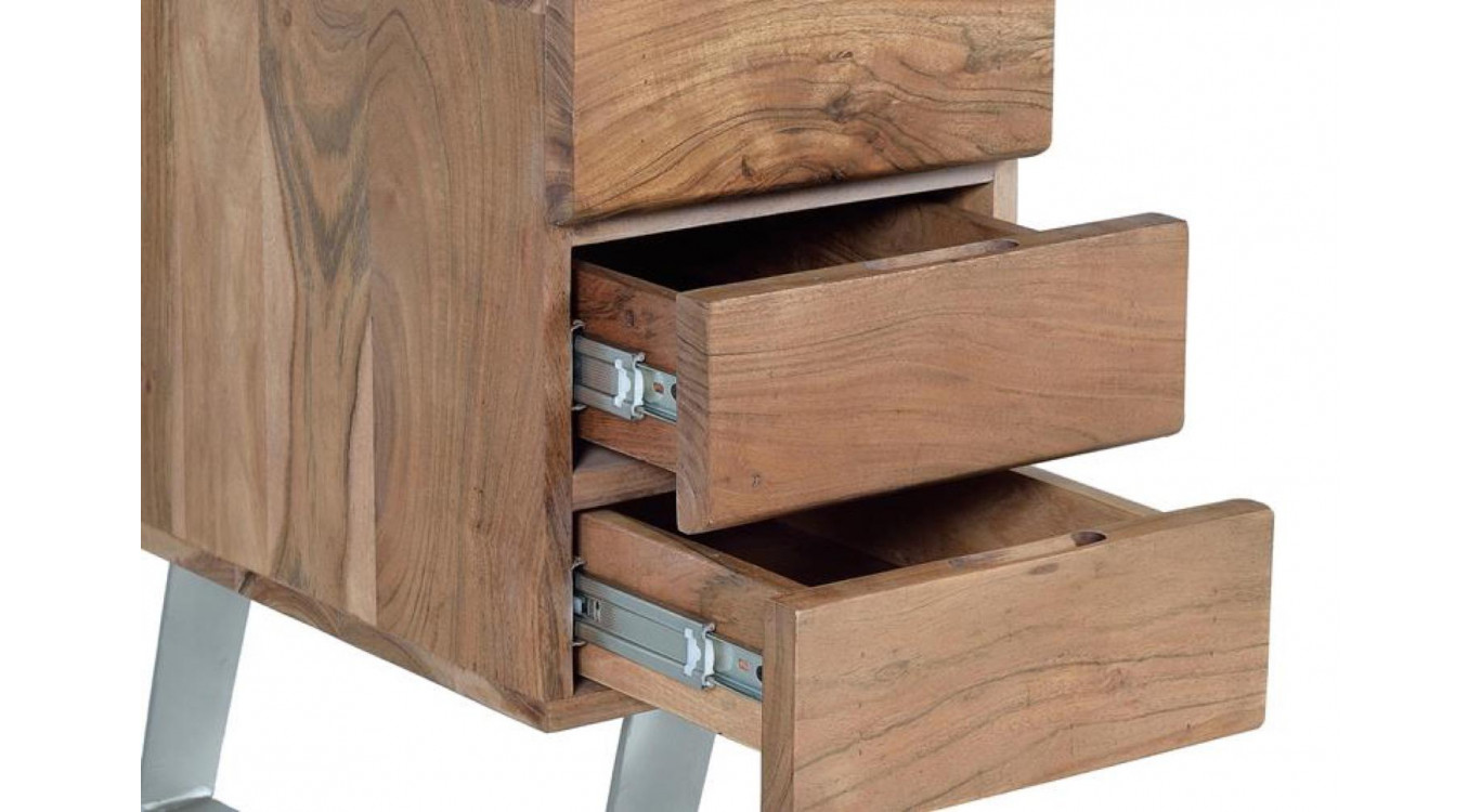 Bureau 3 Tiroirs Bois, Fer Marron 147x63x80cm