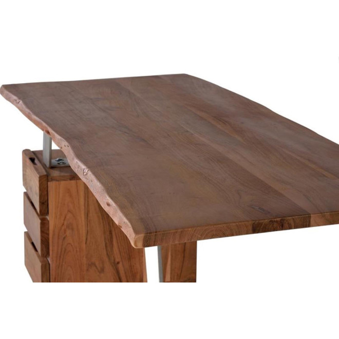 Schreibtisch 3 Schubladen Holz, Eisen Braun 147x63x80cm