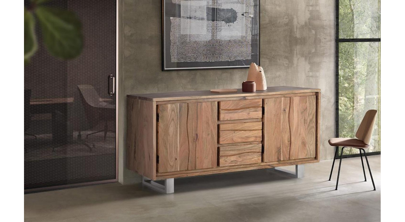 Truhe 3 Schubladen Holz, Eisen Braun 172x45x82cm