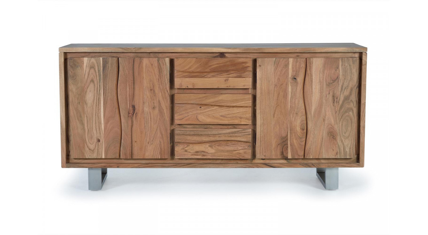 Truhe 3 Schubladen Holz, Eisen Braun 172x45x82cm