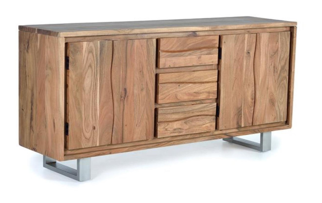Truhe 3 Schubladen Holz, Eisen Braun 172x45x82cm