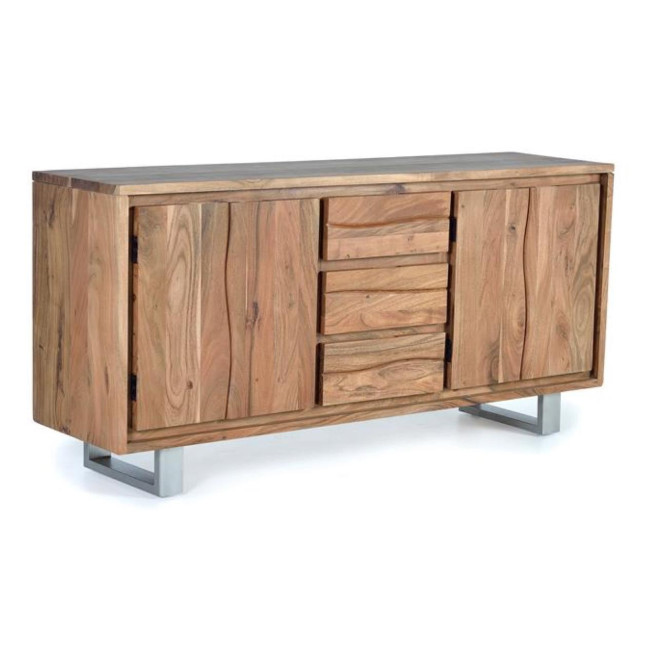 Bahut 3 Tiroirs Bois, Fer Marron 172x45x82cm