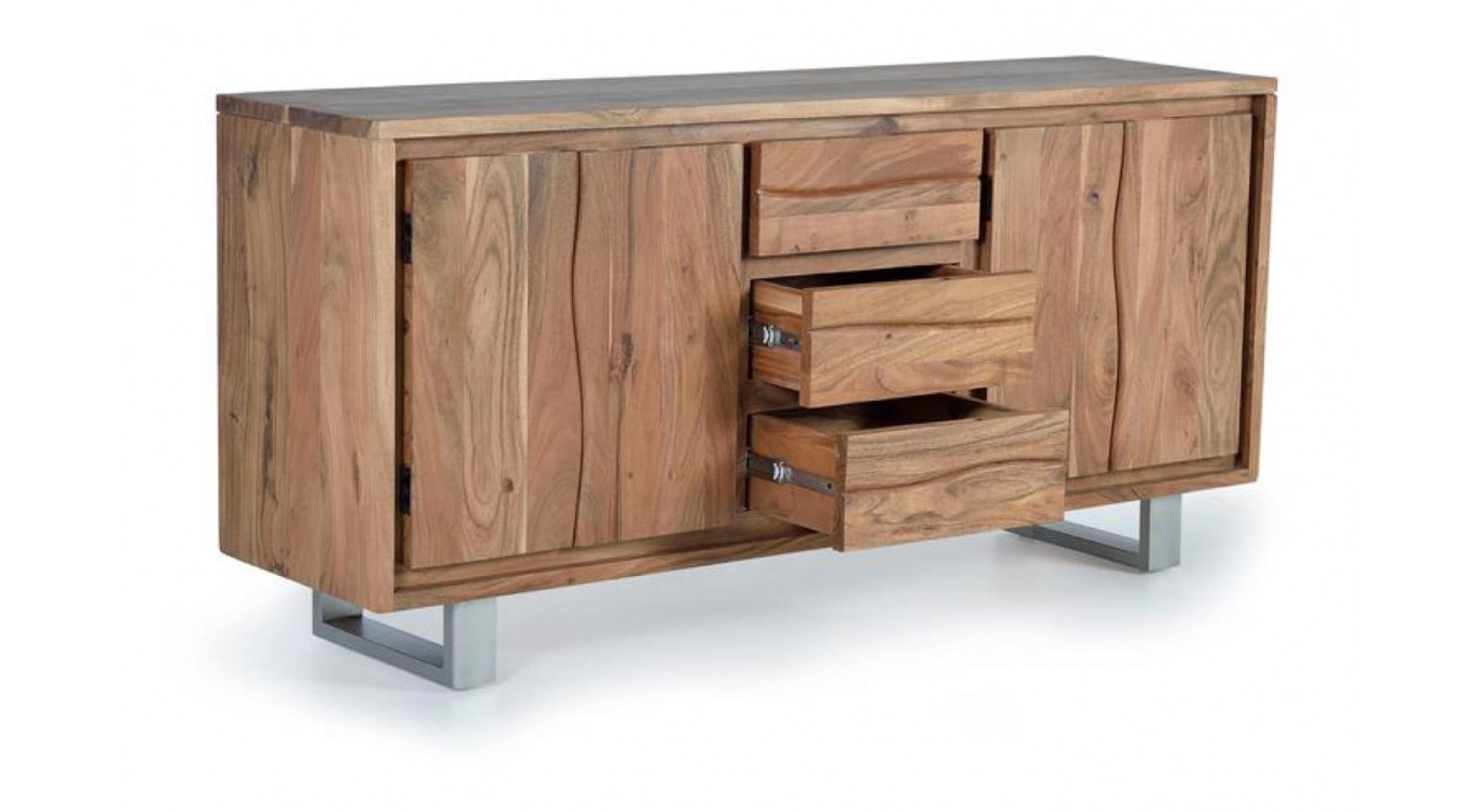 Truhe 3 Schubladen Holz, Eisen Braun 172x45x82cm