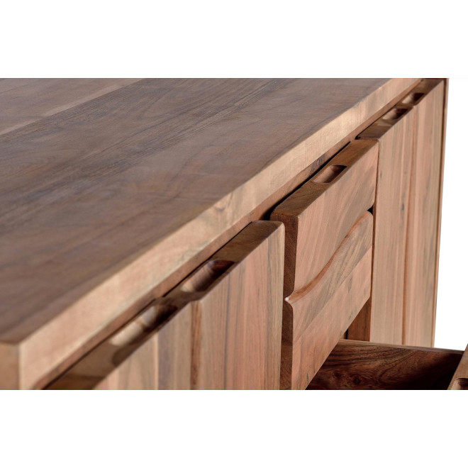 Bahut 3 Tiroirs Bois, Fer Marron 172x45x82cm