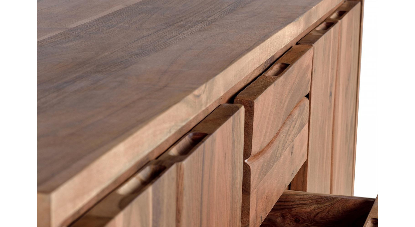 Truhe 3 Schubladen Holz, Eisen Braun 172x45x82cm