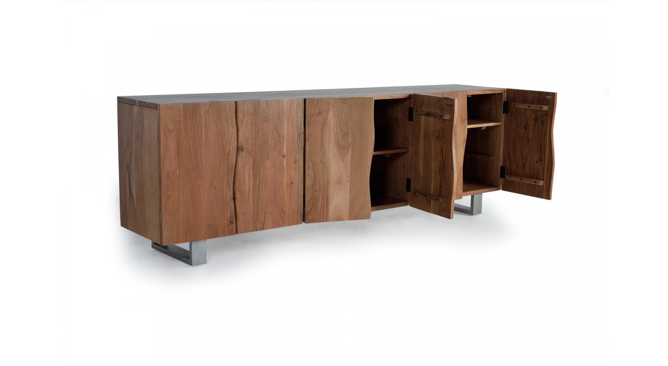 Truhe Holz, Eisen Braun 220x45x74cm