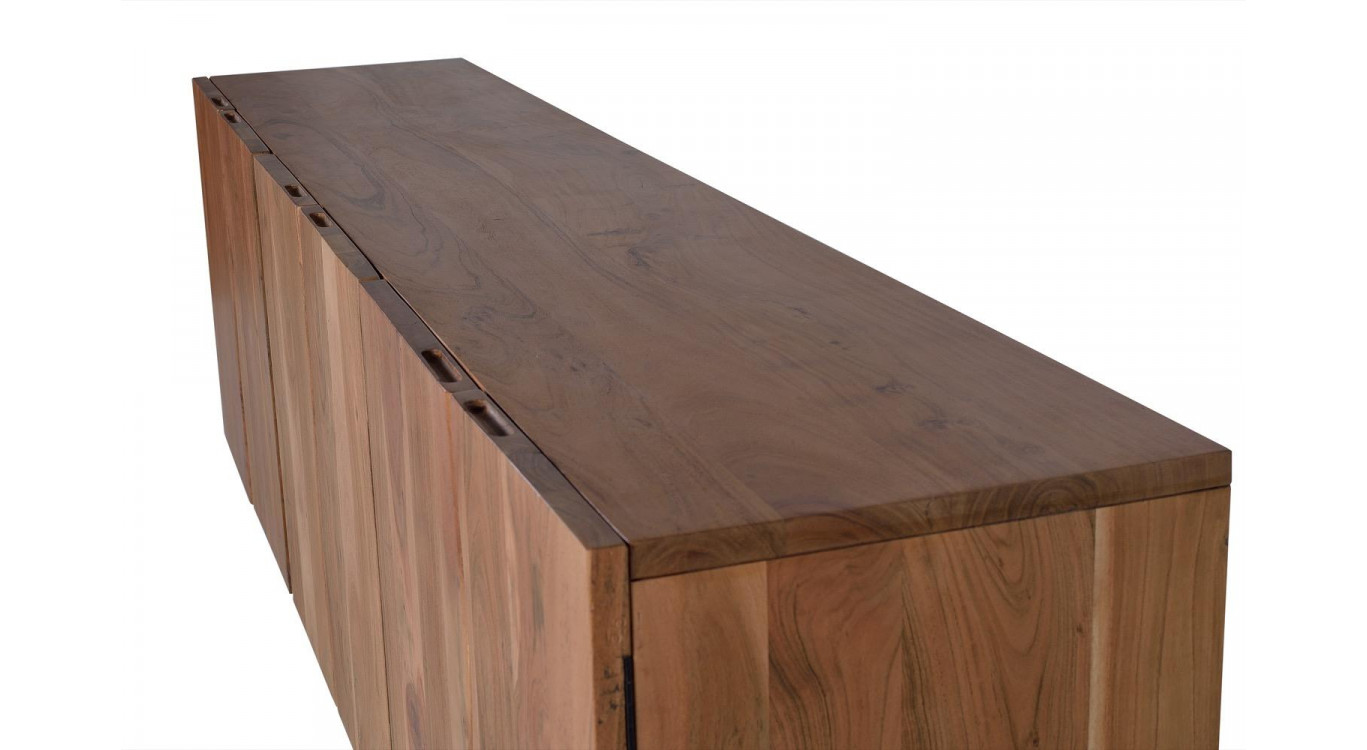 Truhe Holz, Eisen Braun 220x45x74cm