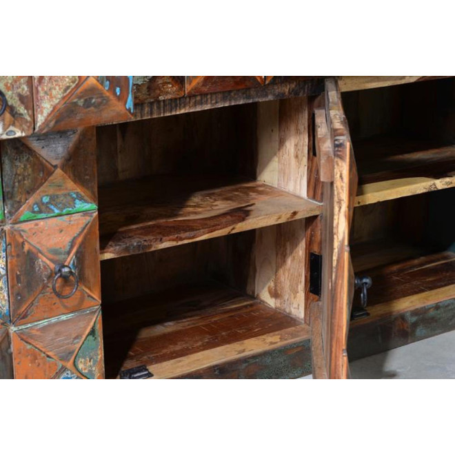 Buffet 3 Tiroirs Bois, Fer Marron 150x40x90cm
