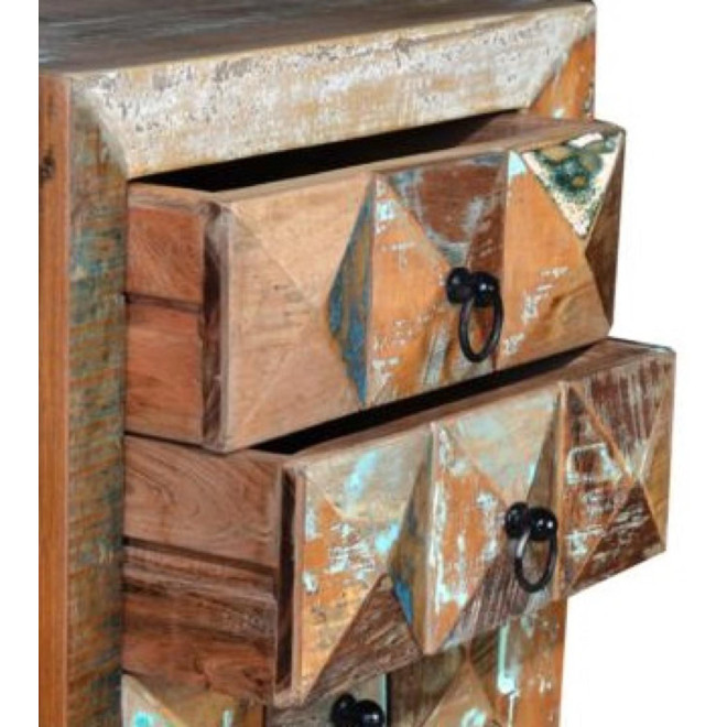 Nachttisch mit 3 Schubladen Holz, Eisen Braun 50x40x60cm