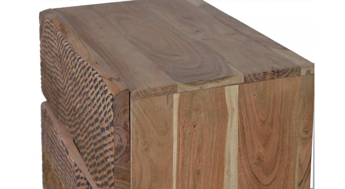 Nachttisch mit 2 Schubladen Holz, Eisen Braun 57x34x50cm