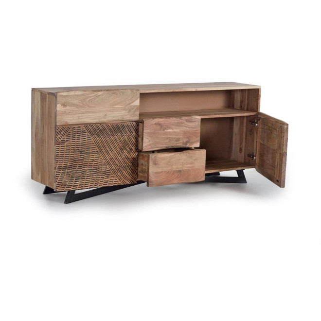 Truhe mit 3 Schubladen Holz, Eisen Braun 160x37x70cm