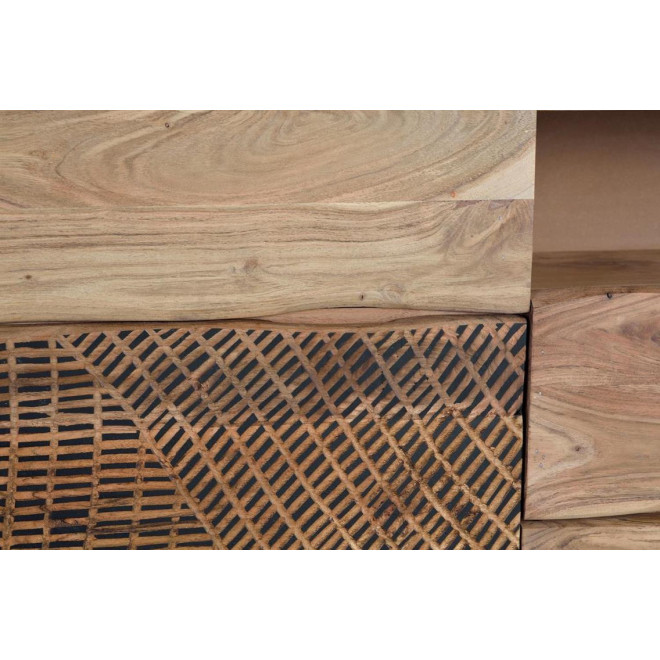 Truhe mit 3 Schubladen Holz, Eisen Braun 160x37x70cm
