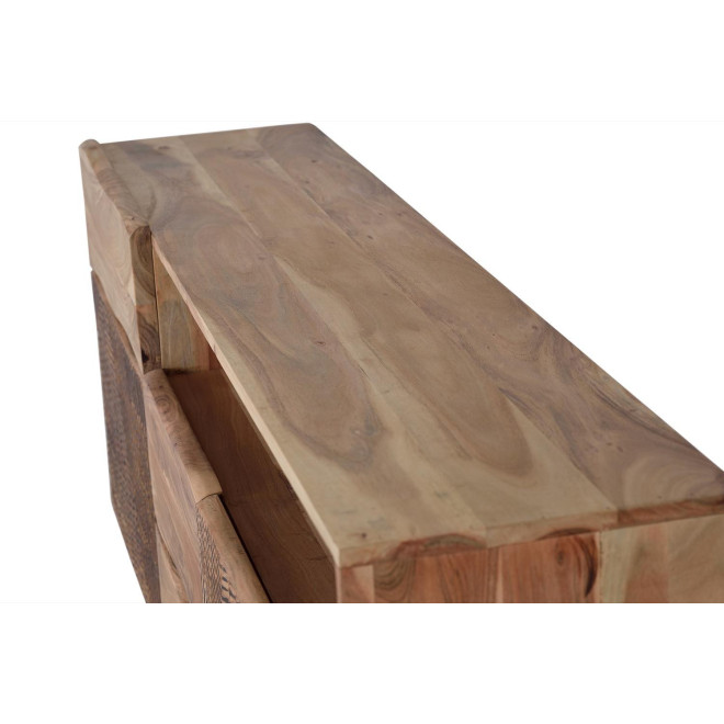 Truhe mit 3 Schubladen Holz, Eisen Braun 160x37x70cm