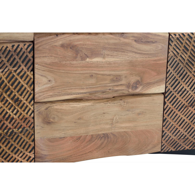 Truhe mit 3 Schubladen Holz, Eisen Braun 160x37x70cm