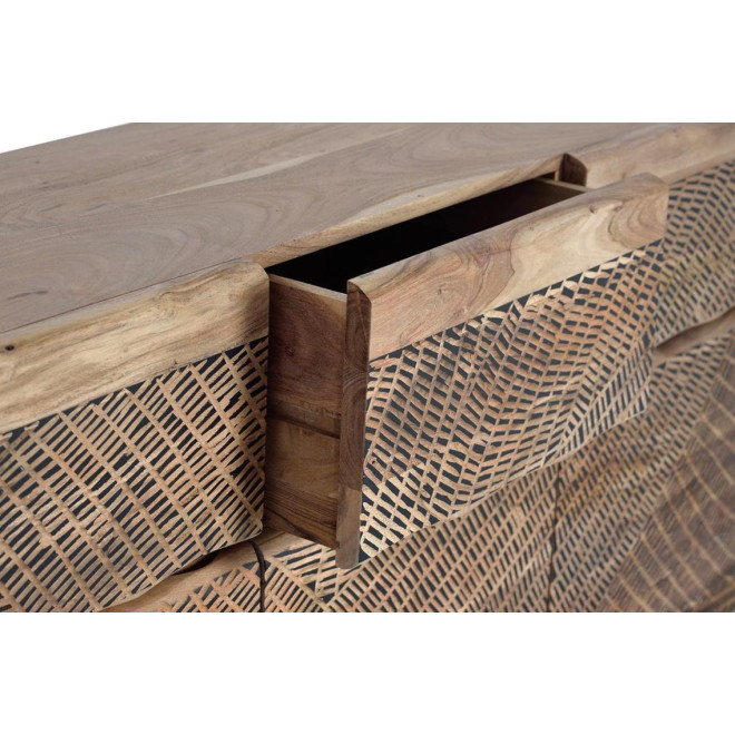 Buffet 3 Tiroirs Bois, Fer Marron 140x40x90cm