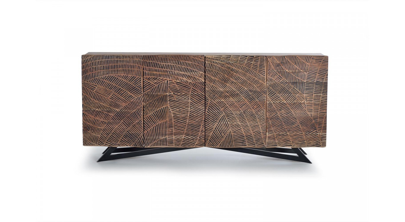 Truhe Holz, Eisen Braun 200x40x90cm