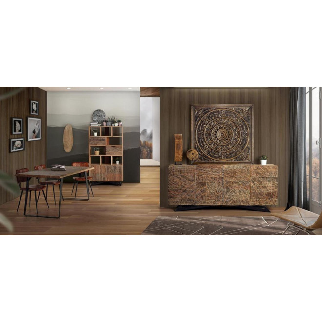 Bahut Bois, Fer Marron 200x40x90cm