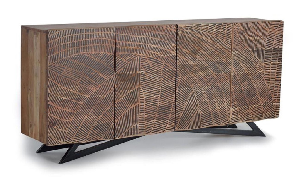 Truhe Holz, Eisen Braun 200x40x90cm