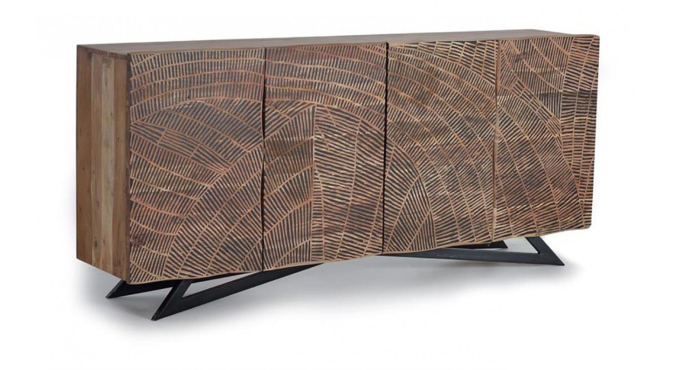 Bahut Bois, Fer Marron 200x40x90cm