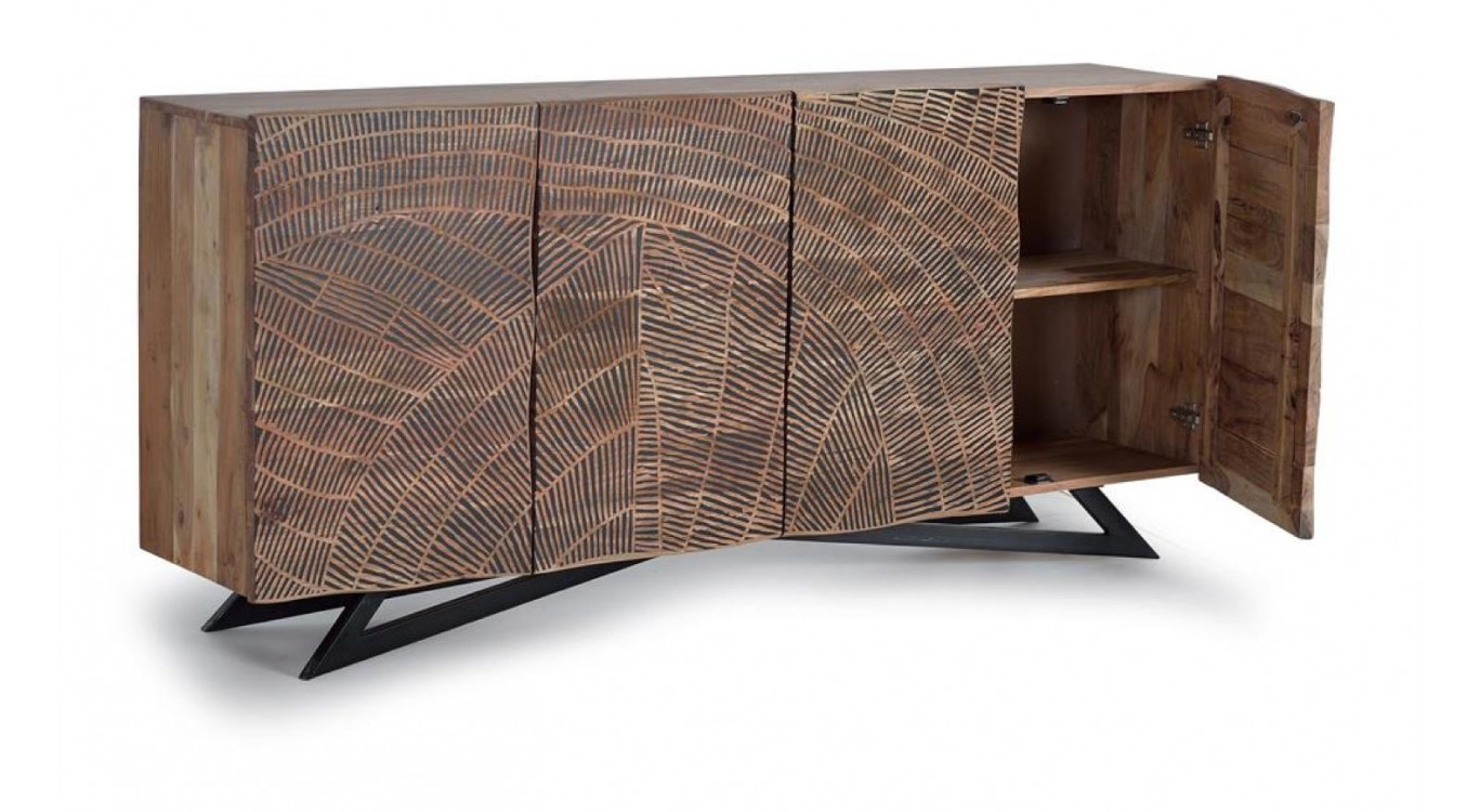 Truhe Holz, Eisen Braun 200x40x90cm
