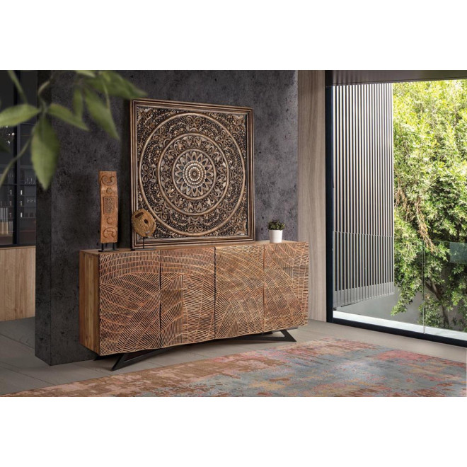 Truhe Holz, Eisen Braun 200x40x90cm
