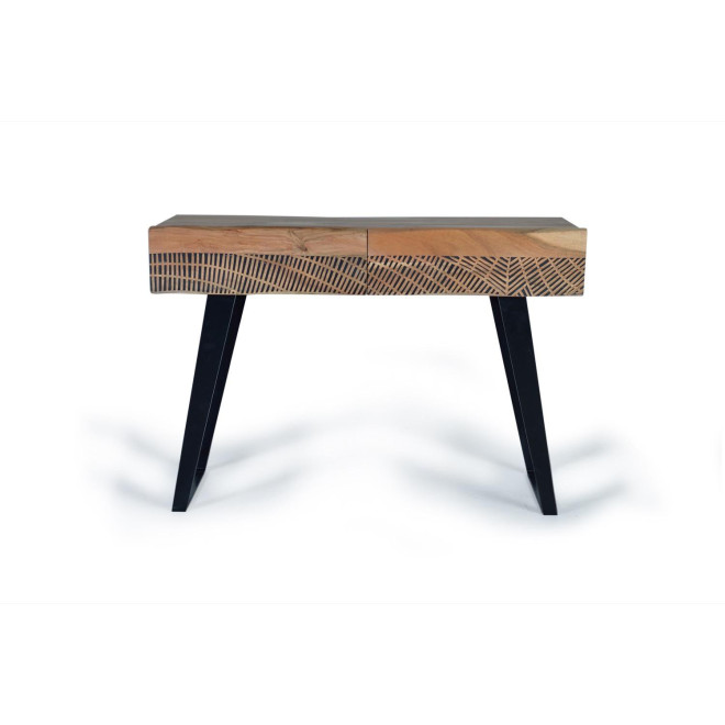 Konsole mit 2 Schubladen Holz, Eisen Braun 110x40x77cm