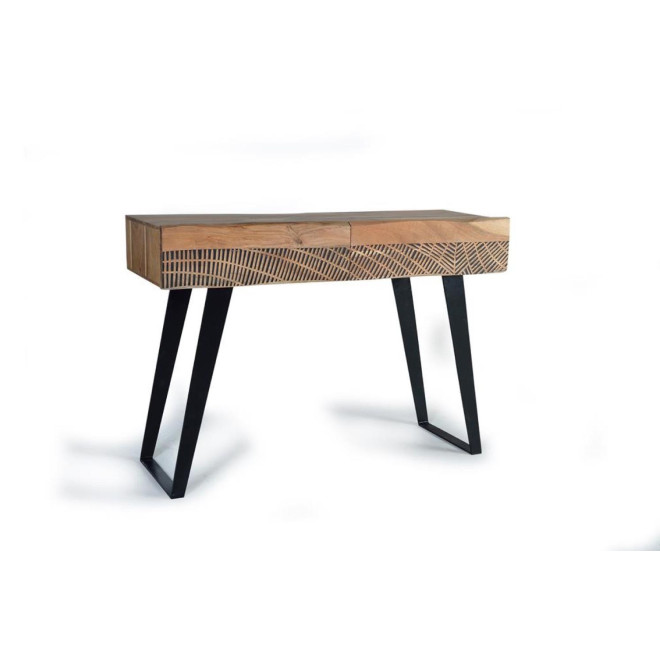 Konsole mit 2 Schubladen Holz, Eisen Braun 110x40x77cm