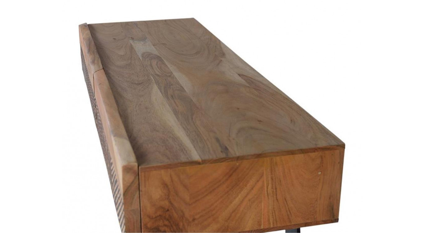 Konsole mit 2 Schubladen Holz, Eisen Braun 110x40x77cm