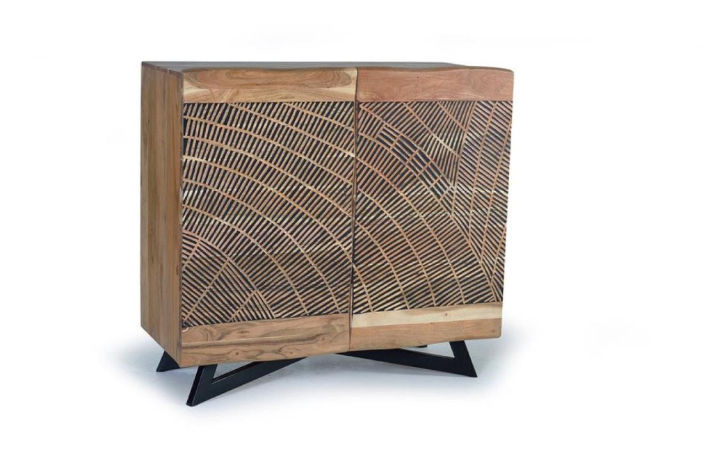 Buffet Bois, Fer Marron 90x40x86cm