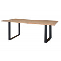 Wooden Dining Table, Brown Iron 140x80x76cm